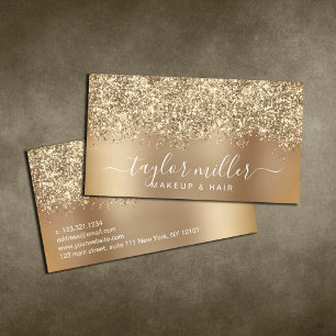 Elegant snyggt glitter makeup & hair visitkort