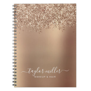 Elegant snyggt glitter makeup & hår ro guld anteckningsbok