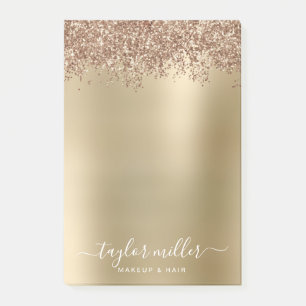 Elegant snyggt glitter makeup & hår ro guld post-it block