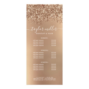 Elegant snyggt glitter makeup & hår ro guld reklamkort