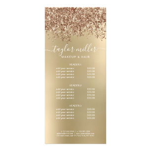 Elegant snyggt glitter makeup & hår ro guld reklamkort