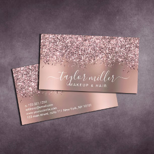 Elegant snyggt glitter makeup & hår ro guld visitkort