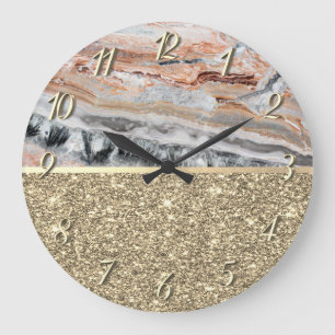 Elegant Snyggt Glitter Shiny Marble Stone Stor Klocka
