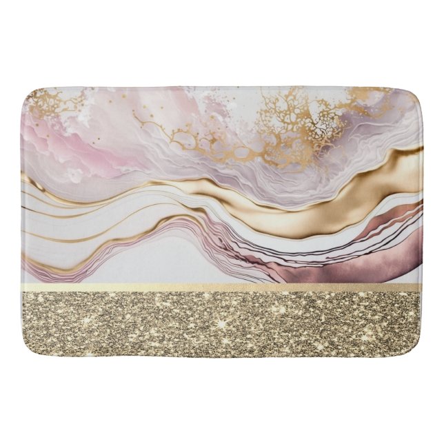 Elegant Snyggt Glitter Shiny Rosa Marble Badrumsmatta (Framsidan)