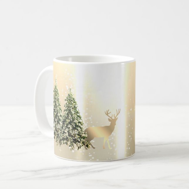 Elegant,Snyggt Gräs Träd,julrenar Kaffemugg (Framsida vänster)