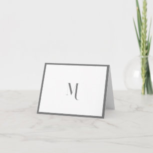 Elegant Snyggt Grått Monogram Initial Gräns Anteckningskort