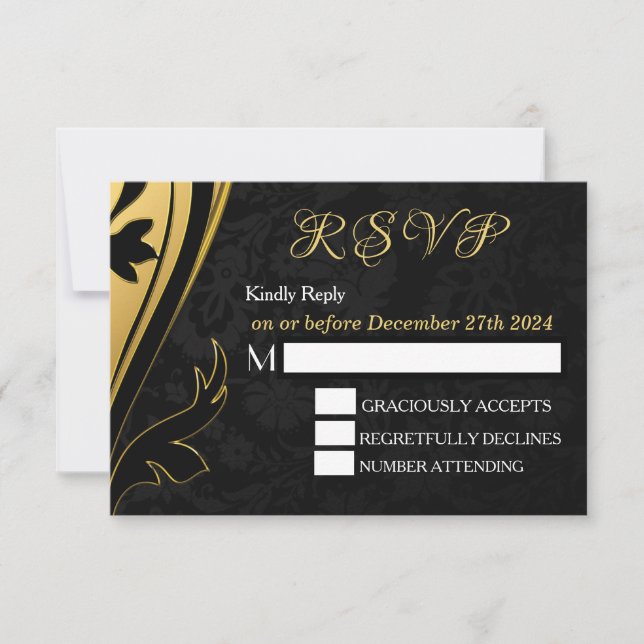 Elegant Snyggt Guld Black Deco-OSA Anpassa OSA Kort (Framsida)