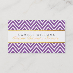 ELEGANT snyggt guld chevron mönster violet lila Visitkort