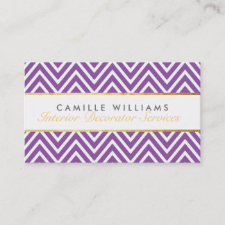 ELEGANT snyggt guld chevron mönster violet lila Visitkort