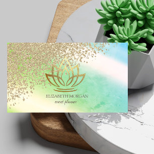 Elegant Snyggt Guld Diamonds Lotus Ombre Grönt Visitkort