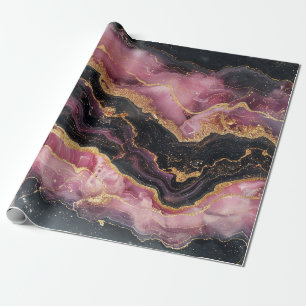 Elegant Snyggt Guld Glitter Black Burgundy Marble Presentpapper