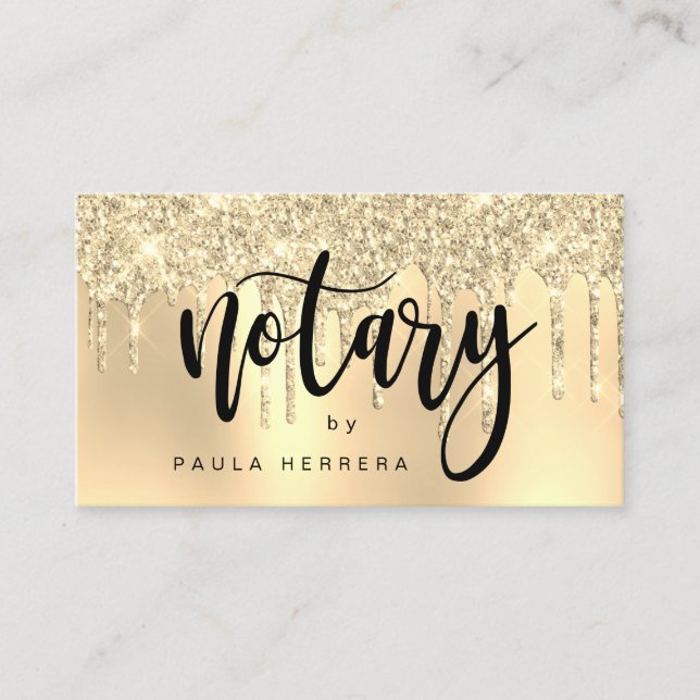 Elegant snyggt guld glitter droppar notarius publi visitkort (Framsida)