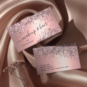 Elegant snyggt guld glitter makeup och hår visitkort