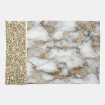 Elegant Snyggt Guld Glitter Shiny White Marble