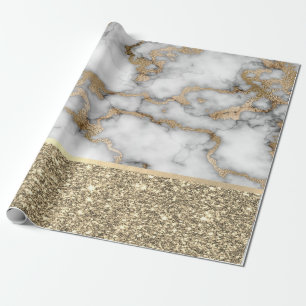 Elegant Snyggt Guld Glitter Shiny White Marble Presentpapper