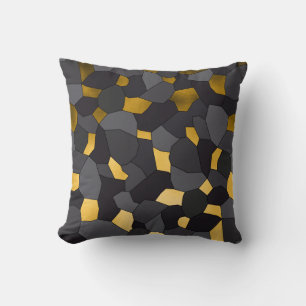 Elegant snyggt guld grått och svart mosaik kudde
