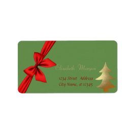 Elegant Snyggt Guld Julgran, Röda badet Adressetikett