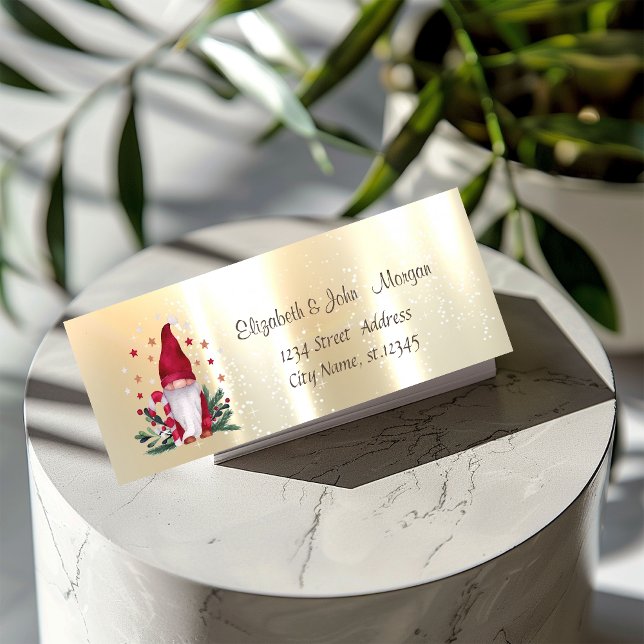 Elegant,Snyggt Guld Nordiska Gnome Returadress Etikett (Skapare uppladdad)