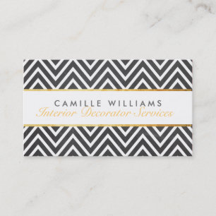 ELEGANT snyggt guld-remsan chevron chalkboard gråt Visitkort
