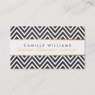 ELEGANT snyggt guld-remsan chevron chalkboard gråt Visitkort