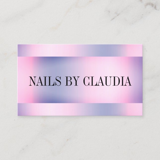 Elegant snyggt holograf ro guld lila nagel visitkort (Framsida)
