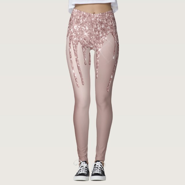 Elegant snyggt koppardroppar från ro guld, glitter leggings (Framsida)