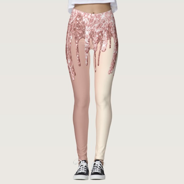 Elegant snyggt koppardroppar från ro guld, glitter leggings (Framsida)