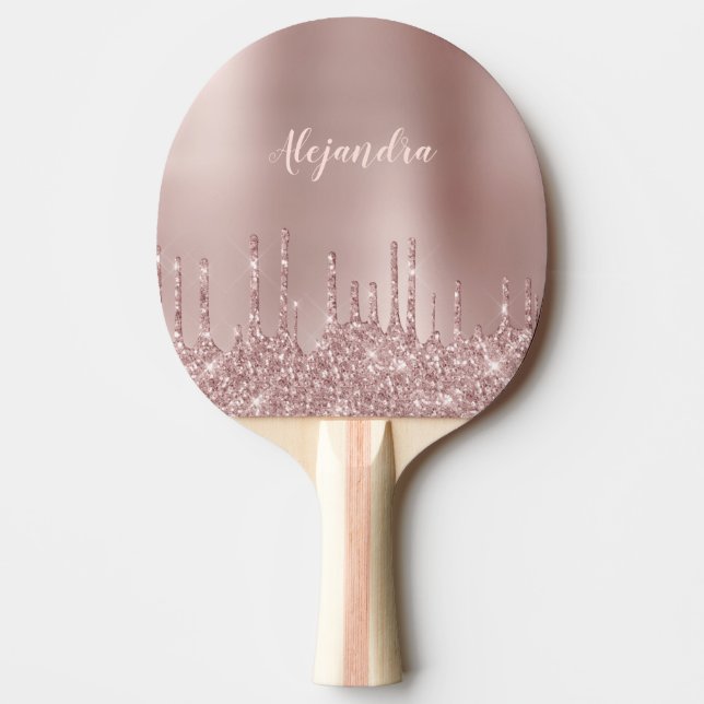 Elegant snyggt koppardroppar från ro guld, glitter pingisracket (Framsidan)