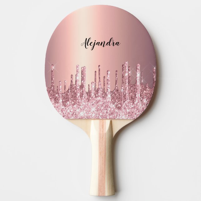 Elegant snyggt koppardroppar från ro guld, glitter pingisracket (Framsidan)