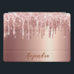 Elegant snyggt koppardroppar ro guld glitter i iPad pro skydd<br><div class="desc">Den här söt ipad cover-designen har faux rosa & koppar ro guld som droppar glitter metallisk struktur och elegant kalligrafteckensnitt.</div>