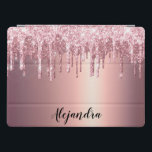 Elegant snyggt koppardroppar ro guld glitter i iPad pro skydd<br><div class="desc">Den här söt ipad cover-designen har faux rosa & koppar ro guld som droppar glitter metallisk struktur och elegant kalligrafteckensnitt.</div>