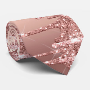Elegant snyggt koppardroppar ro guld glitter i slips