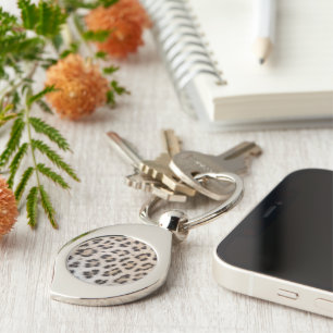 Elegant snyggt leopard cheetah päls print mönster swirl silverfärgad nyckelring
