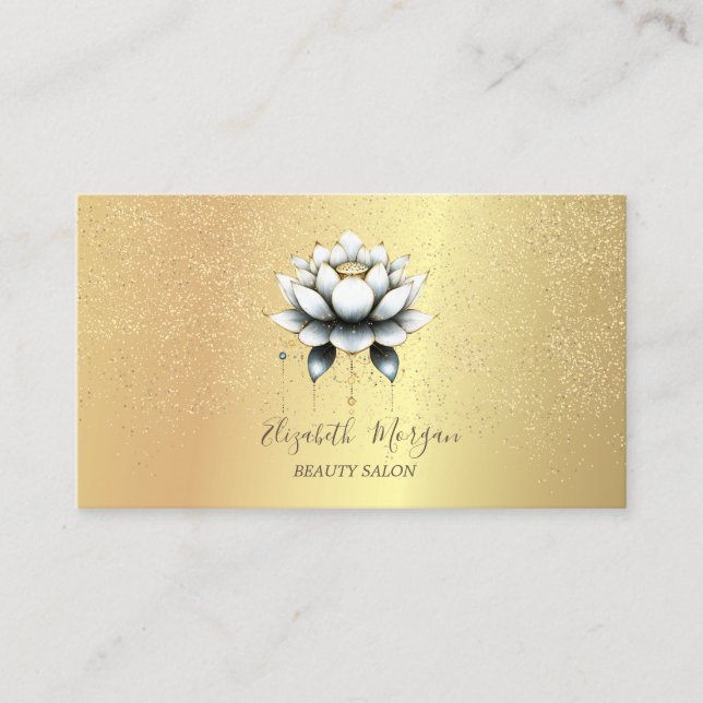 Elegant Snyggt Lotus Guld Confetti Yoga Visitkort (Framsida)