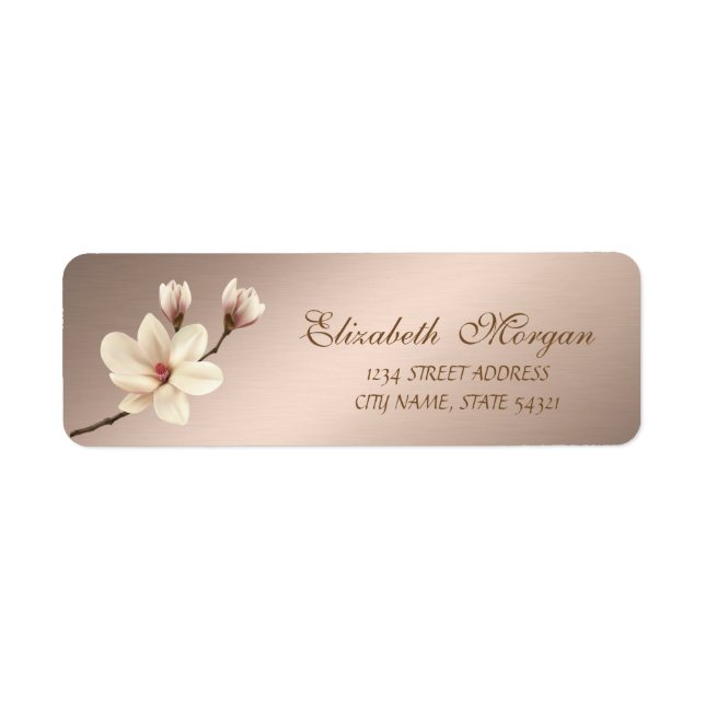 Elegant Snyggt Magnolia Adress Returadress Etikett (Framsidan)
