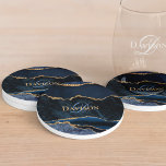 Elegant Snyggt - marinblått Guld-agate-monogram Underlägg<br><div class="desc">Den här personlig eleganten marin blått och guld agate geode sandstone underlägg har ett monogram för elegant,  med namn i ett modernt serif-teckensnitt i trendiget. Om du vill ha den här designen på andra produkter eller behöver någon annan designhjälp,  kontakta mig genom Zazzle.</div>