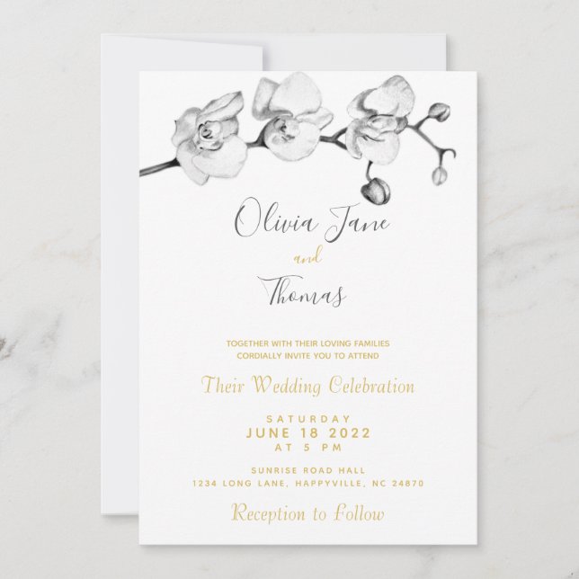 Elegant Snyggt Modern enkel Blommigt, botaniskt &m Inbjudningar (Framsida)