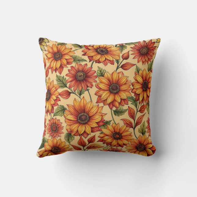 Elegant Snyggt Modern färgad solros Mönster Kudde (Baksida)