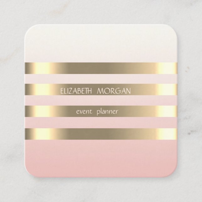 Elegant Snyggt Modern Faux Guld stripe,Svart Fyrkantigt Visitkort (Framsida)
