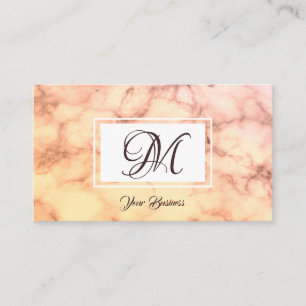 Elegant Snyggt Monogram för pastellfärgad Orange Visitkort