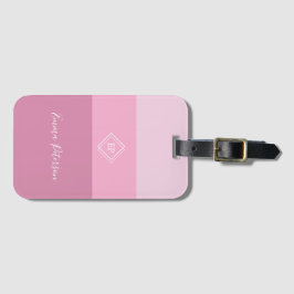 Elegant Snyggt Monogram Script Namn Rosa Bagagebricka