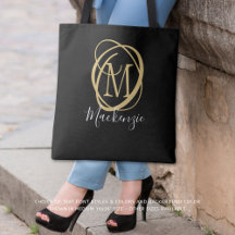 Elegant Snyggt Monogram-skript Namn Black Guld