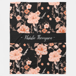 Elegant snyggt monogrom l Black mönster blommigt Fleecefilt