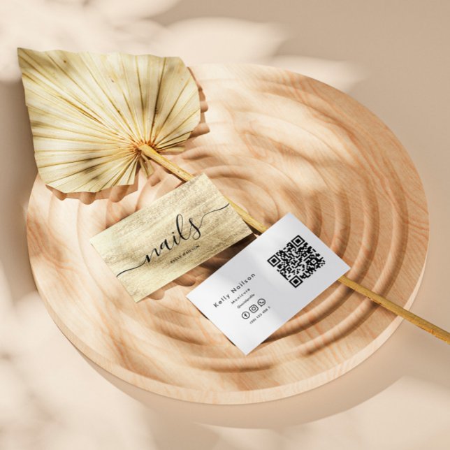 Elegant Snyggt Nail Salon Manicuant Qr-kod Visitkort (Skapare uppladdad)