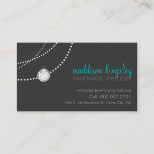 elegant snyggt necklace solitaire grått aqua blue visitkort