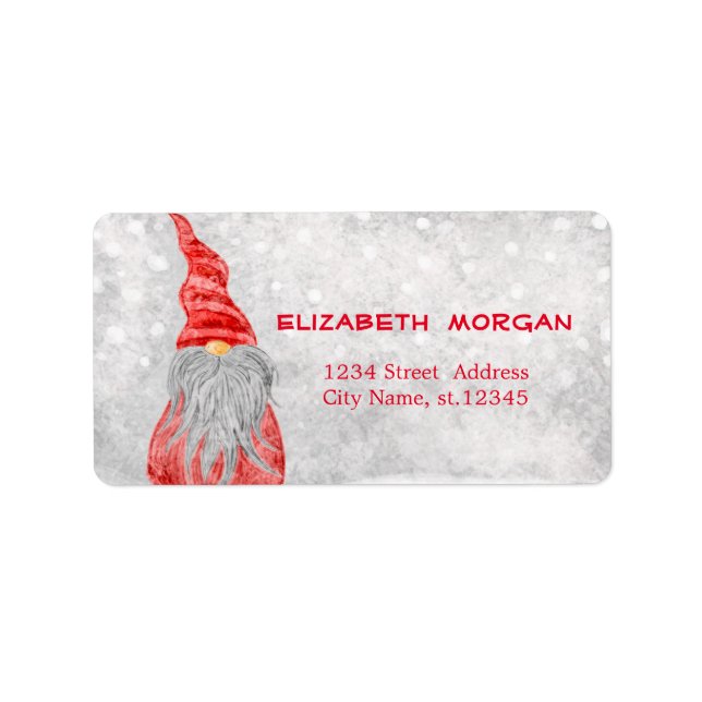 Elegant,Snyggt Nordiska Gnome Bokeh Adressetikett (Framsidan)