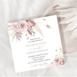 Elegant Snyggt och Chic Dusty Ro Blommigt Bröllop Inbjudningar