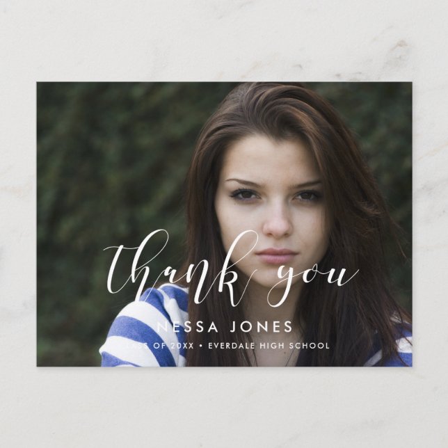 Elegant snyggt Photo studenten Tack Vykort (Framsida)