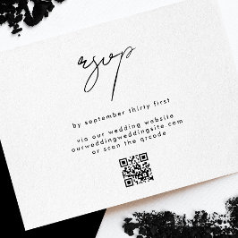 Elegant Snyggt QRCODE Black White Bröllop webbplat OSA Kort