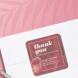 Elegant Snyggt Red Tulip Abstrakt Mönster Fyrkantigt Klistermärke